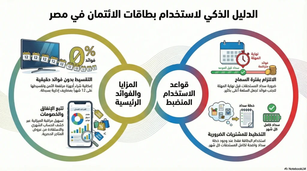 يتناول النص تجربة واقعية حول الاستخدام الذكي لبطاقات الائتمان في مصر، مبرزاً فوائد التقسيط المريح دون فوائد إضافية والقدرة على تتبع المصاريف بدقة. ويوضح الكاتب كيف يمكن للاستفادة من الخصومات الحصرية أن تساهم في تقليل التكاليف الإجمالية للمشتريات الضرورية.